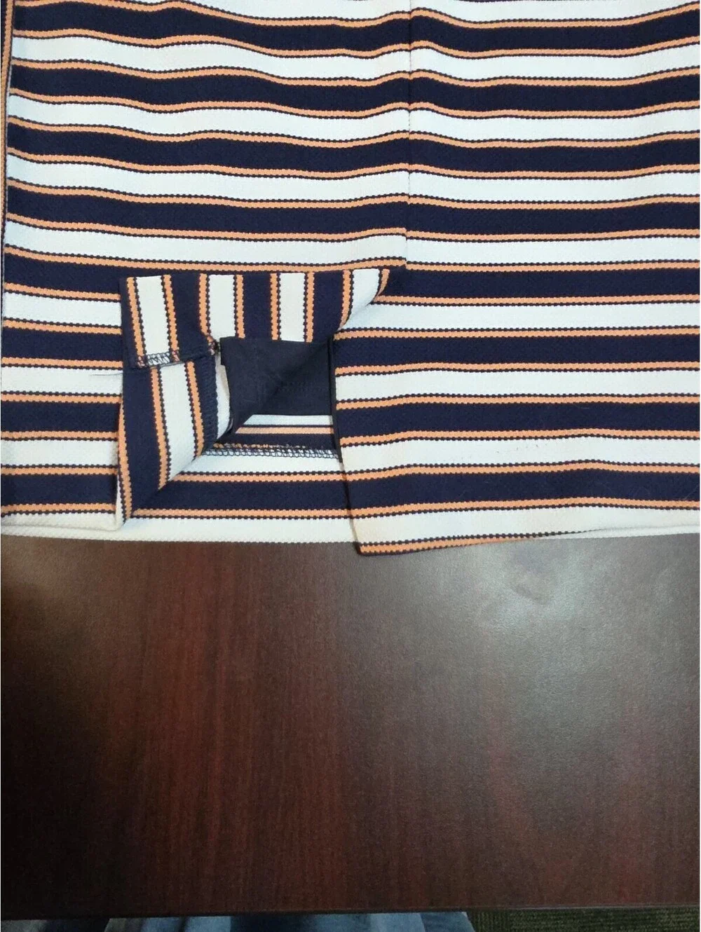 Banana Republic Navy And Light Orange Striped Stretchy Lined Skirt 0P